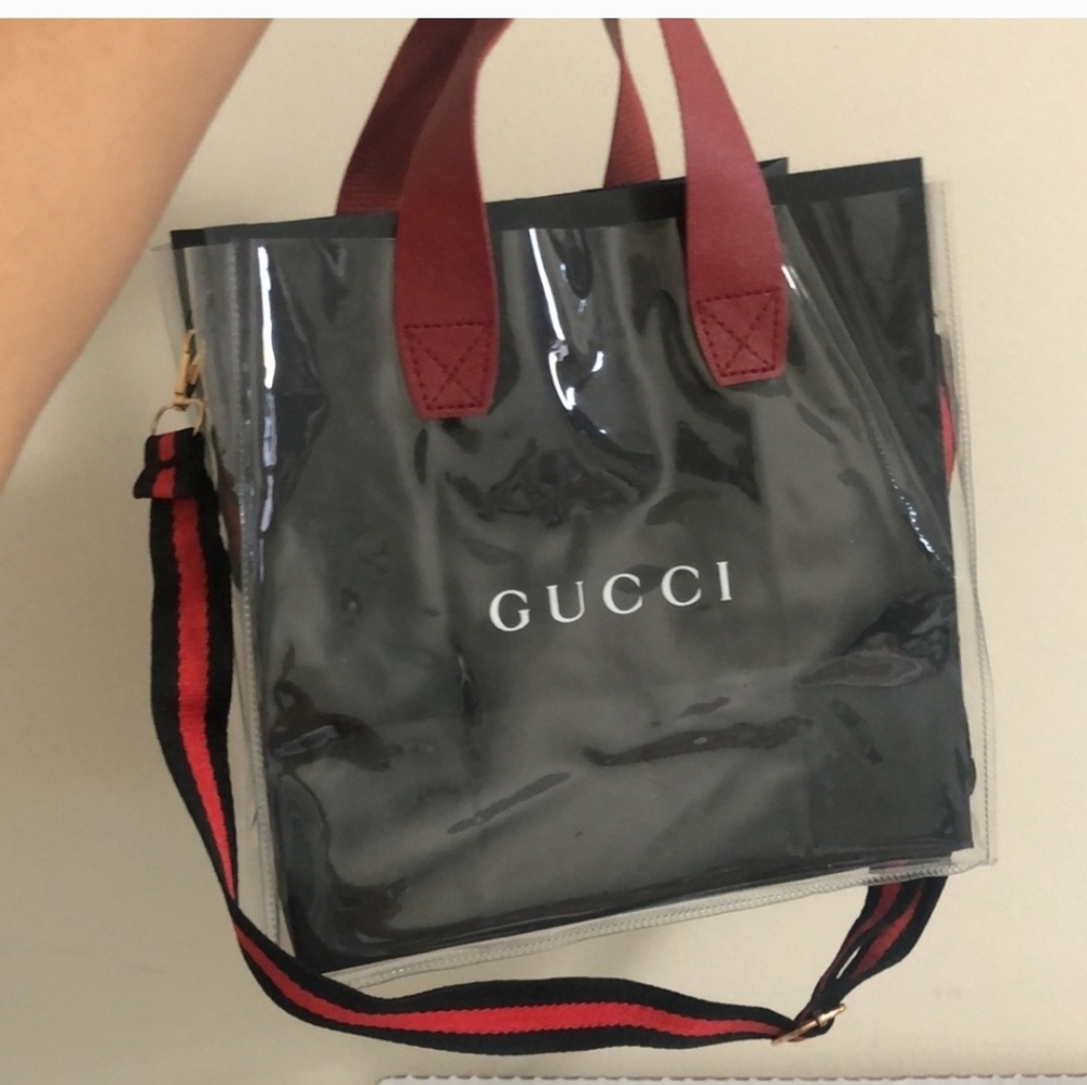 Gucci Shopping Bag Tote with PVC Cover - Picture 6 of 7